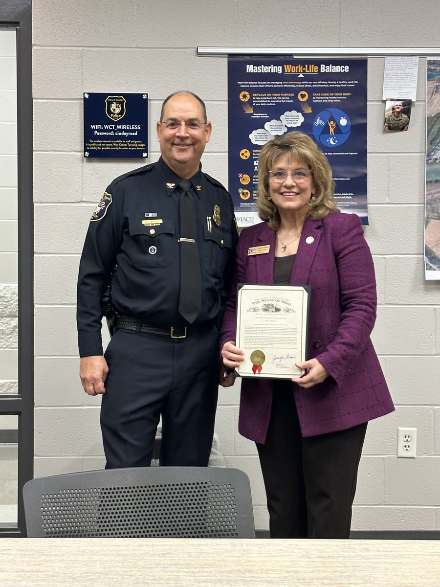 westchestertwp's tweet image. On January 7th, State Representative Jennifer Gross came to the West Chester Police Department and presented Colonel Brian Rebholz with a commendation in honor of his appointment to Chief of Police earlier this month!
