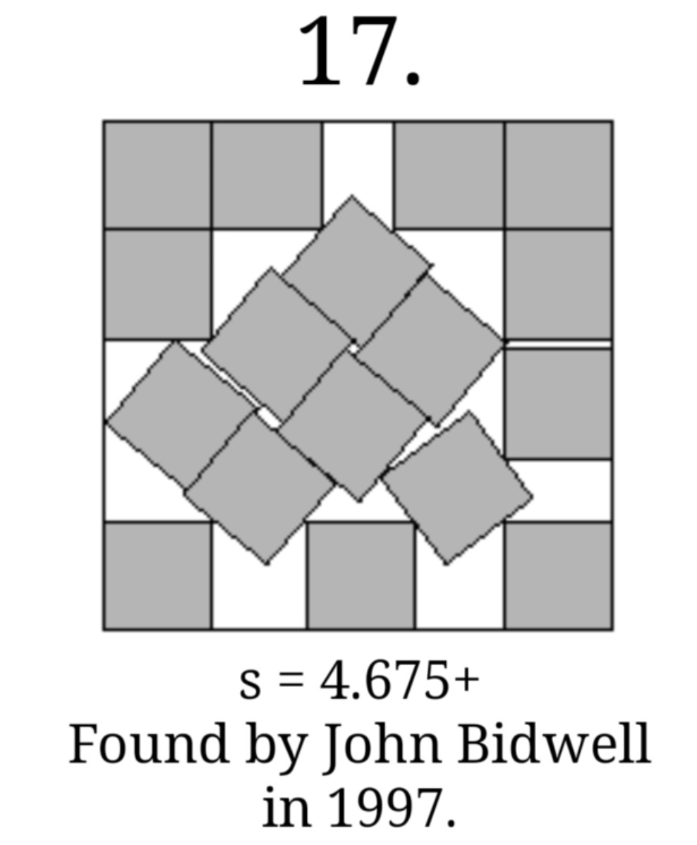 The most efficient way to pack 17 squares into a square