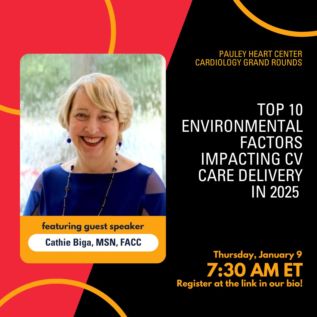 VCU Health Pauley Heart Center (@vcuhealthheart) on Twitter photo Join us for Grand Rounds featuring Cathie Biga, MSN, FACC, this Thursday on Zoom! Biga is president of <a href="/ACCinTouch/">American College of Cardiology</a> and will give a talk on how environmental factors impact cardiovascular care delivery. Register here: bit.ly/425Dxse Join us for Grand Rounds featuring Cathie Biga, MSN, FACC, this Thursday on Zoom! Biga is president of <a href="/ACCinTouch/">American College of Cardiology</a> and will give a talk on how environmental factors impact cardiovascular care delivery. Register here: bit.ly/425Dxse