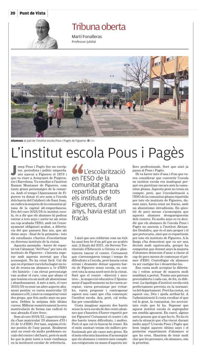 Josep M. Pep Vilalta (@josepmvilalta) on Twitter photo El projecte integrador de l'Institut escola Pous i Pagès a Figueres. Art. de M. Fonalleras <a href="/elpuntavui/">El Punt Avui 🎗️</a> <a href="/educaciocat/">Educació</a> <a href="/eniubo/">Esther Niubó</a> <a href="/ismaelpalacin/">Ismael Palacín</a> <a href="/educacio360/">Educació 360</a> <a href="/FathiaBenhammou/">Fathia Benhammou</a> <a href="/enricbcn/">enric canet</a> <a href="/AnnaJolonch/">Anna Jolonch</a> <a href="/coralregi/">Coral Regí Rodríguez</a> <a href="/PepeMe/">Pepe Menéndez</a> <a href="/RosaSensat/">Associació de Mestres Rosa Sensat</a> <a href="/FundacioBofill/">Fundació Bofill</a> <a href="/PiGaOt/">Pilar Gargallo</a> <a href="/eponsf/">Ernest Pons</a> El projecte integrador de l'Institut escola Pous i Pagès a Figueres. Art. de M. Fonalleras <a href="/elpuntavui/">El Punt Avui 🎗️</a> <a href="/educaciocat/">Educació</a> <a href="/eniubo/">Esther Niubó</a> <a href="/ismaelpalacin/">Ismael Palacín</a> <a href="/educacio360/">Educació 360</a> <a href="/FathiaBenhammou/">Fathia Benhammou</a> <a href="/enricbcn/">enric canet</a> <a href="/AnnaJolonch/">Anna Jolonch</a> <a href="/coralregi/">Coral Regí Rodríguez</a> <a href="/PepeMe/">Pepe Menéndez</a> <a href="/RosaSensat/">Associació de Mestres Rosa Sensat</a> <a href="/FundacioBofill/">Fundació Bofill</a> <a href="/PiGaOt/">Pilar Gargallo</a> <a href="/eponsf/">Ernest Pons</a>