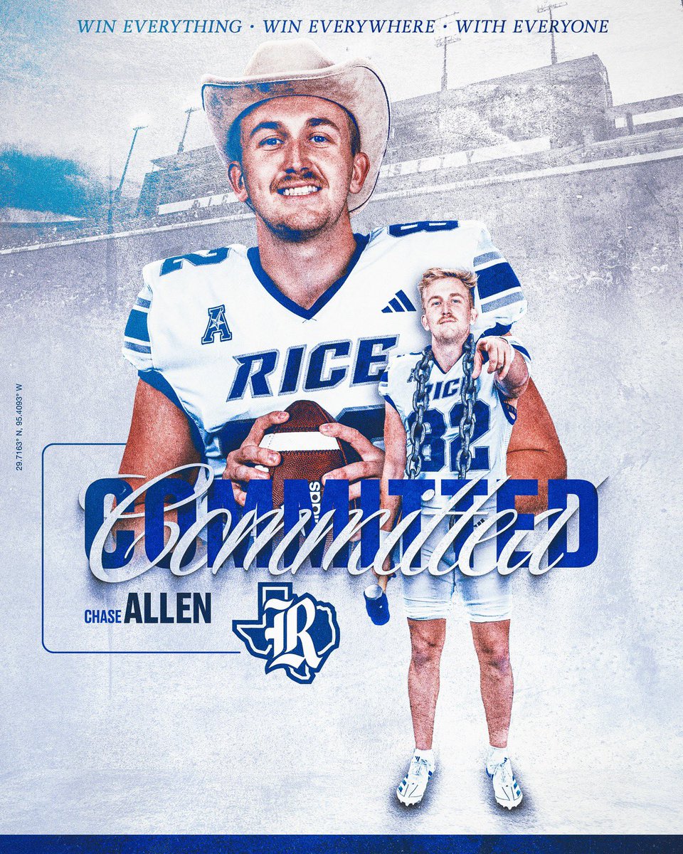 Feeling extremely blessed to have received a full scholarship to play my last year at Rice! Go Owls!