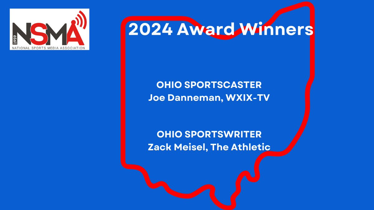 NSMASportsMedia's tweet image. Congratulations to 2024 @NSMASportsMedia Ohio award winners:
@FOX19Joe
@ZackMeisel