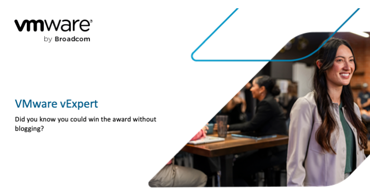 vCommunityGuy's tweet photo. Did you know you don't have to blog to win the vExpert award? Read the latest blog post at https://t.co/rYLKrpFIjf
#vCommunity #vExpert #vExpertPRO https://t.co/oUZop2vseA