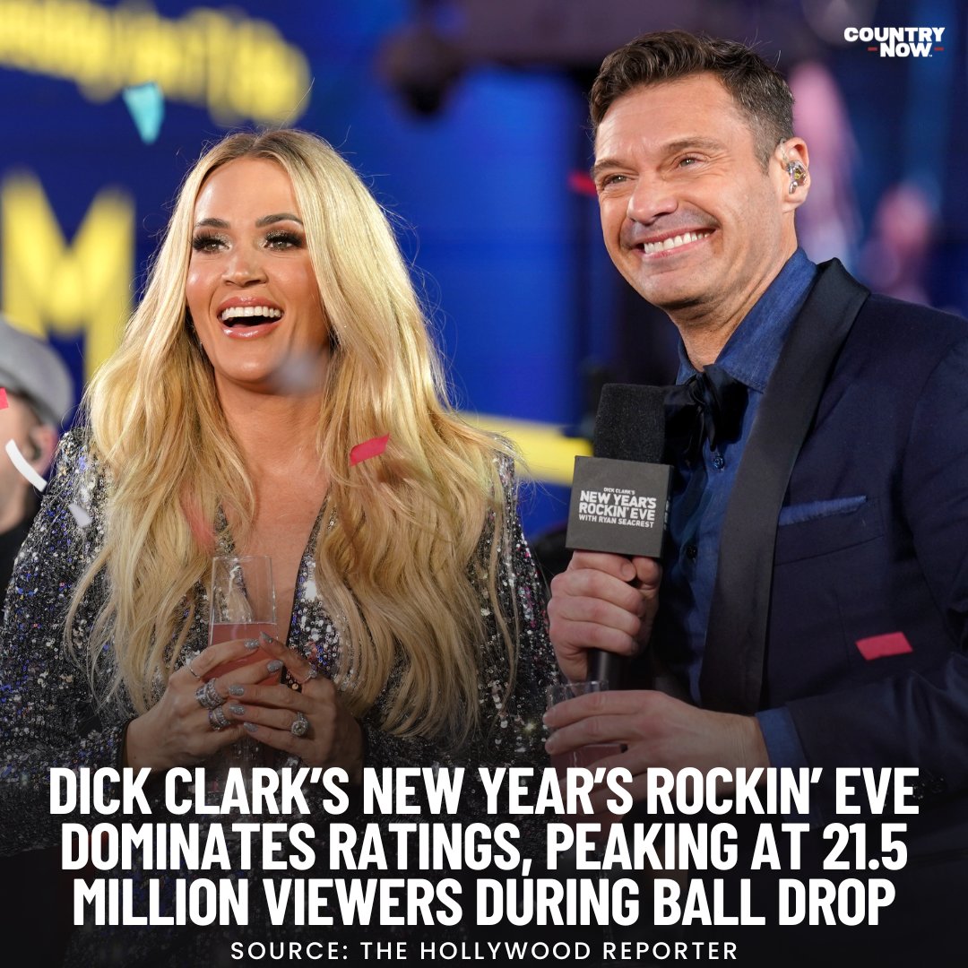CountryNow's tweet photo. .@CarrieUnderwood headlined ABC's "Rockin' Eve" with a whopping 21.5 million viewers tuning in! 🎆 https://t.co/wvfxFGpQsN