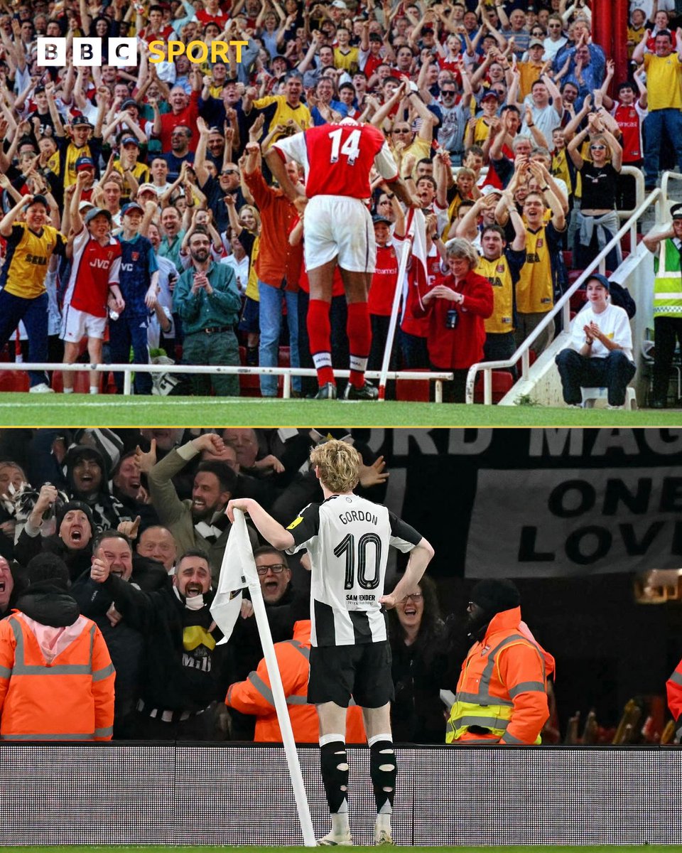 BBCMOTD's tweet image. Anthony Gordon scored Newcastle's second goal at the Emirates... and then did Thierry Henry's celebration 😲

#BBCFootball #ARSNEW
