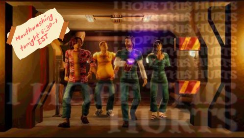 Robbyfaul's tweet image. Tonight's the night! Me, @DukeNMaverick , @Grey_Codex &amp;amp; my lovely fiance are doing a live voice acted playthrough of Mouthwashing on my twitch channel around 6:45 EST! Come by the channel and enjoy the show! It's gonna be one hell of a ride! #Mouthwashing #wrongorgan #voiceacting