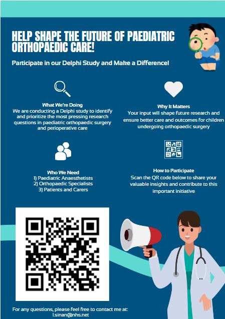 Laith (@laith_sinan) on Twitter photo Join us in shaping the future of Paediatric Orthopaedic Surgery 🩺
We’re identifying key research priorities
📲 Scan the QR code or click here: forms.office.com/e/jVVQBGN9A6
#MedTwitter <a href="/RegionalAnaesUK/">RA-UK</a> <a href="/anilhormis/">Anil Hormis</a>
<a href="/APAGBI/">APAGBI</a>
<a href="/Bsoa_org_uk/">The British Society of Orthopaedic Anaesthetists</a>
<a href="/AMEPearson/">Annabel Pearson</a>
Please retweet to spread the word! Join us in shaping the future of Paediatric Orthopaedic Surgery 🩺
We’re identifying key research priorities
📲 Scan the QR code or click here: forms.office.com/e/jVVQBGN9A6
#MedTwitter <a href="/RegionalAnaesUK/">RA-UK</a> <a href="/anilhormis/">Anil Hormis</a>
<a href="/APAGBI/">APAGBI</a>
<a href="/Bsoa_org_uk/">The British Society of Orthopaedic Anaesthetists</a>
<a href="/AMEPearson/">Annabel Pearson</a>
Please retweet to spread the word!