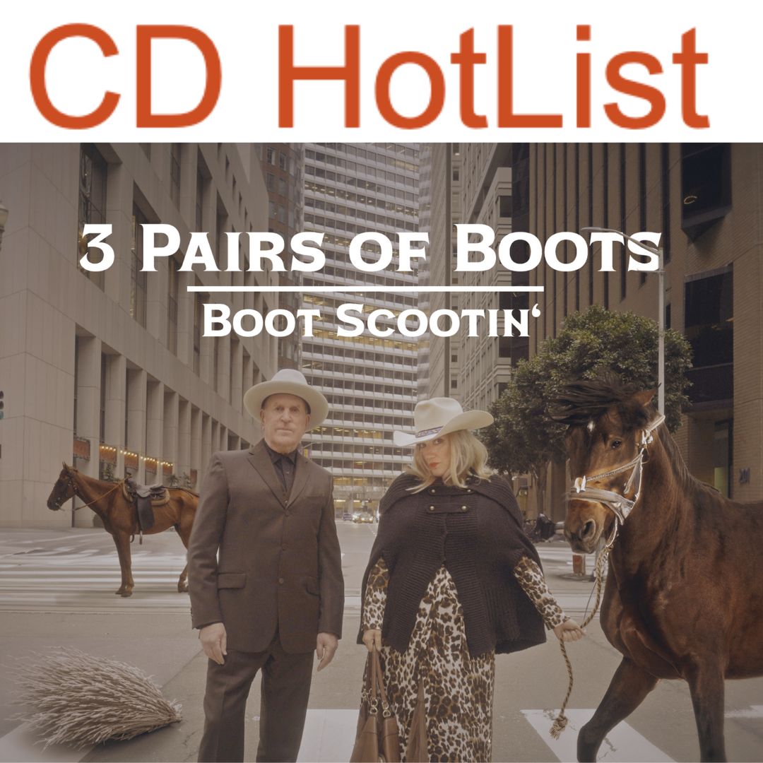 3PairsOfBoots's tweet photo. CD Hotlist 

"What’s interesting about 3 POB: they signal “ country music” — band name, banjos, etc. but the music is more complicated. “Tempt My Fate,” song structure, melodic gestures nod to Broadway &amp; Nashville; “Upon a High Horse” is dream pop &amp; country. Very nice stuff." https://t.co/oHm7BKB6Jk