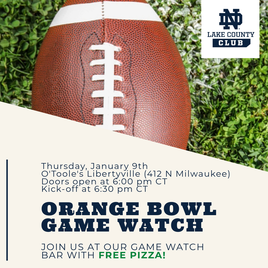 Join us for the Orange 🍊 Bowl at O'Toole's Libertyville! Free pizza 🍕 will be provided! Doors open at 6 pm; kick-off at 6:30 pm! See you there! ☘️