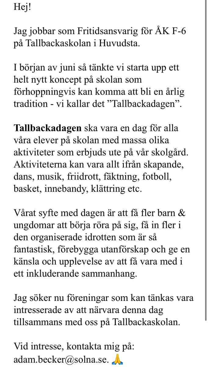 Tallbackadagen! 

Skulle uppskatta enormt om ni kunde dela detta vidare ❤️