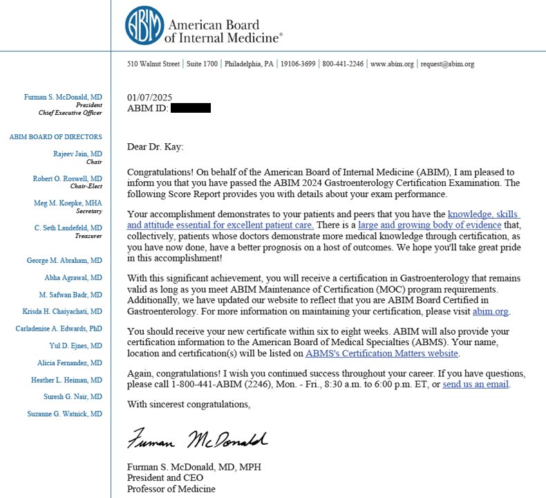 Carl Kay, MD (@carlkaymd) on Twitter photo Board certified gastroenterologist ✅
<a href="/ABIMcert/">American Board of Internal Medicine (ABIM)</a>
#GITwitter Board certified gastroenterologist ✅
<a href="/ABIMcert/">American Board of Internal Medicine (ABIM)</a>
#GITwitter