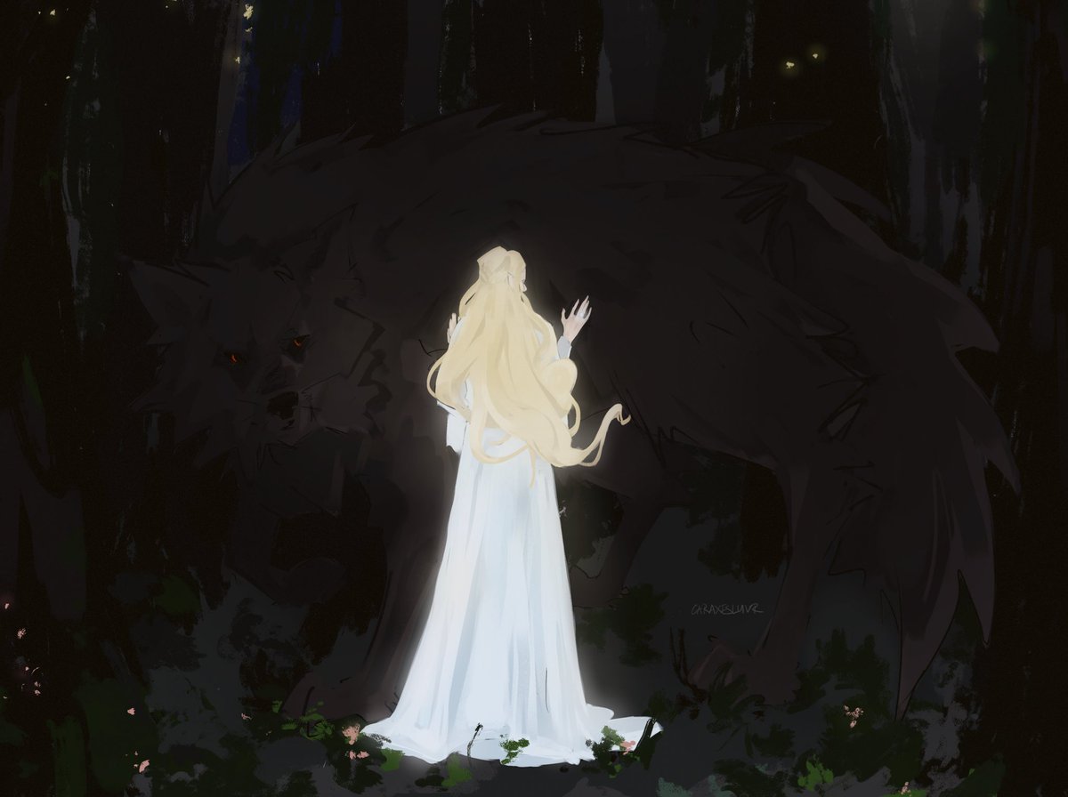caraxesluvr's tweet image. the elf-witch and the lord of werewolves #saurondriel #haladriel
