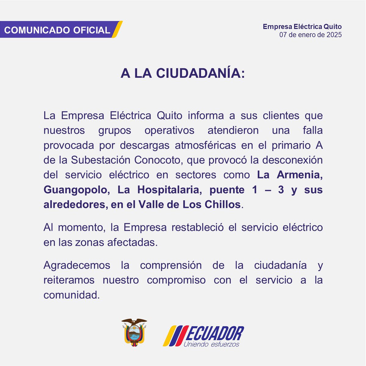 Empresa Eléctrica Quito tweet media