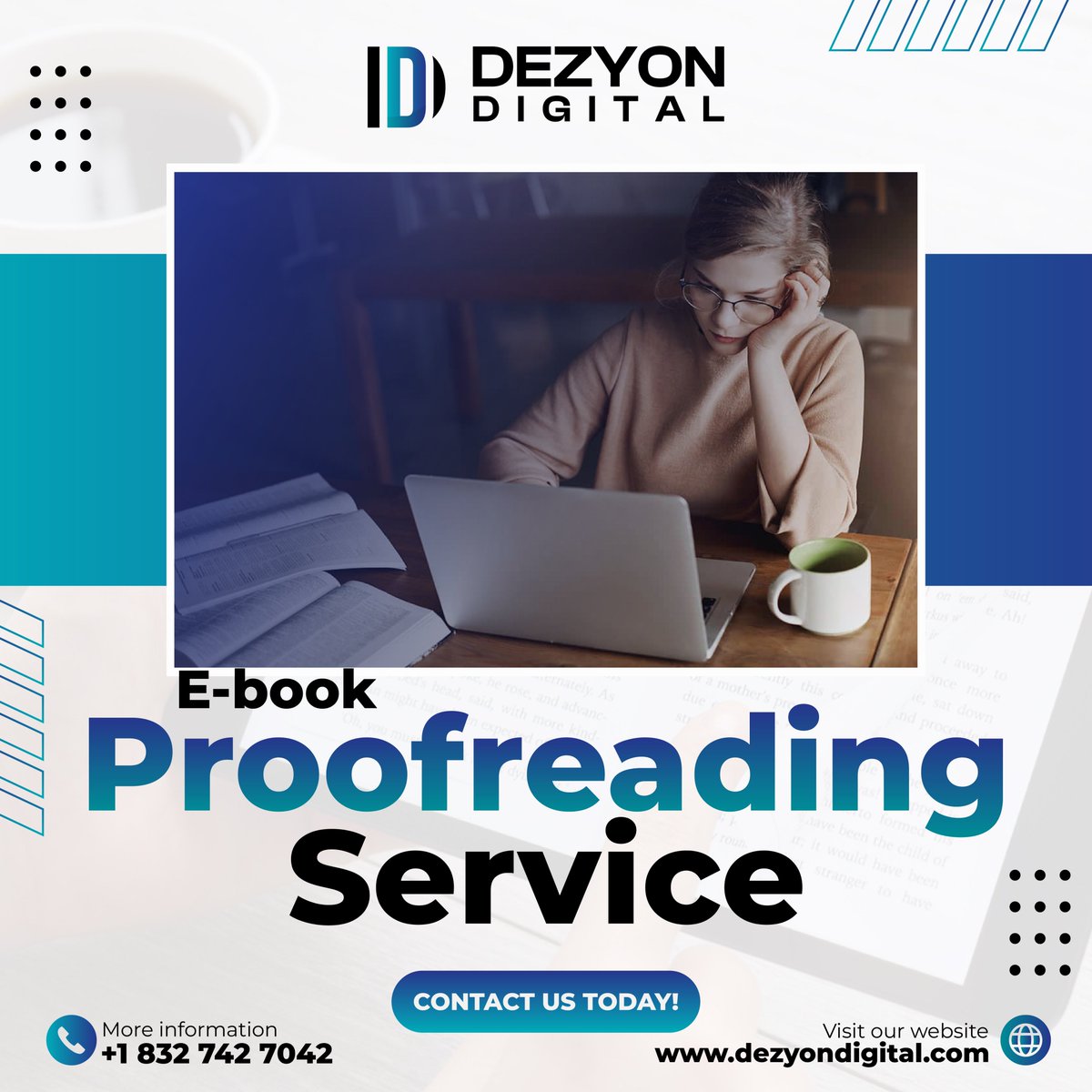DezyonDigital's tweet image. 📚 Get your e-book ready for the spotlight with our E-book Proofreading Service! We ensure your content is error-free and professional. 📞 Call us now at +1 832 742 7042 or 🌐 visit dezyondigital.com. #ProofreadingService #FlawlessContent