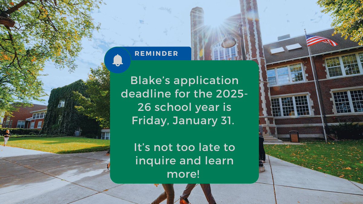 Blake’s application deadline for the 2025-26 school year is coming up! Fill out an inquiry form today to learn more:
portals.veracross.com/blake/form/Int…
<a href="/LifeatBlake/">The Blake School</a>