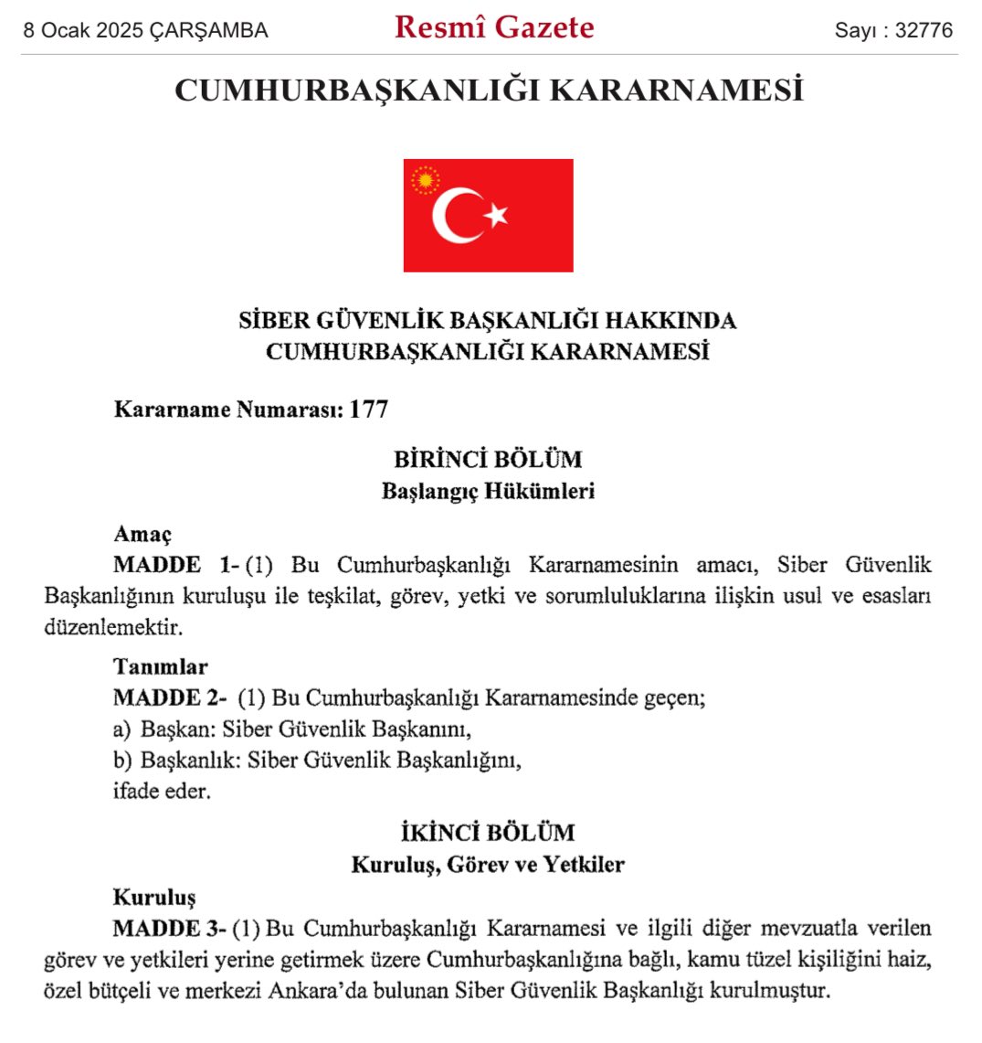 TugaySiber's tweet photo. Siber Güvenlik Teşkilatı kuruldu. 🇹🇷 https://t.co/YADBV5hxeR