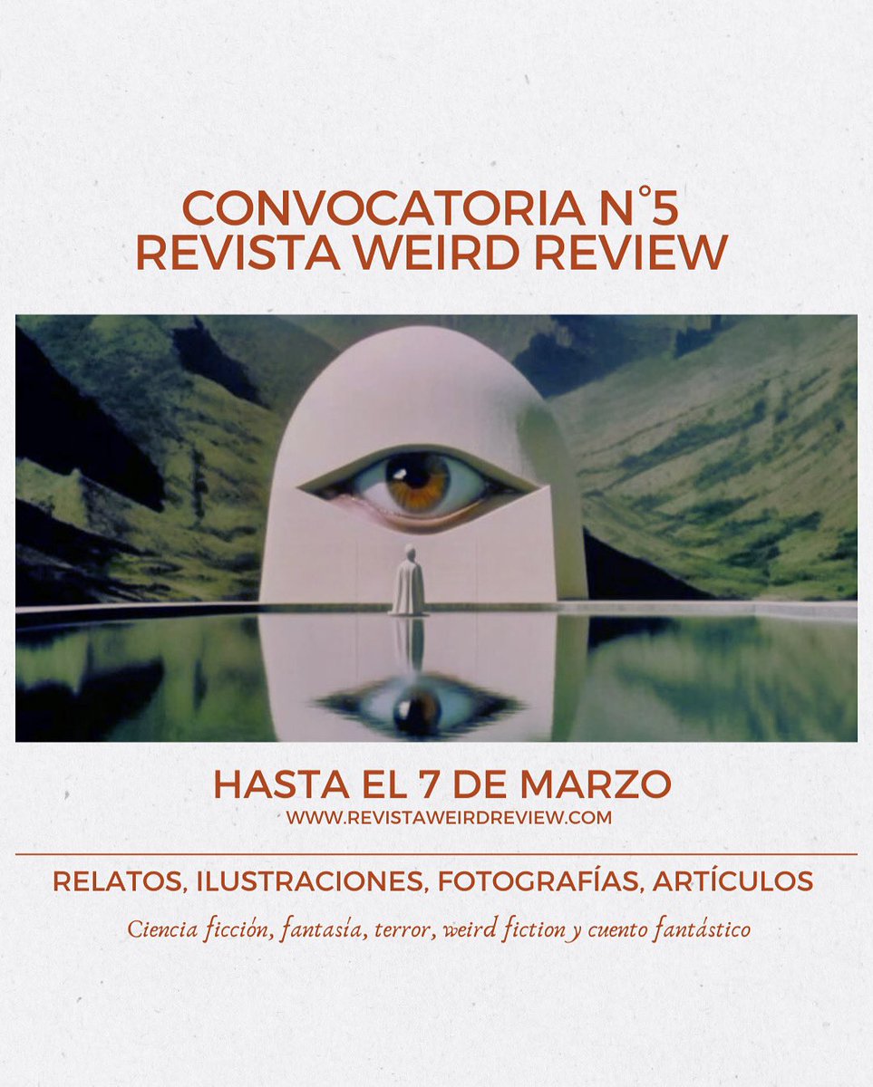 Tenemos convocatoria abierta para la versión digital de la revista. 🥳
Bases: revistaweirdreview.com/convocatorias-…