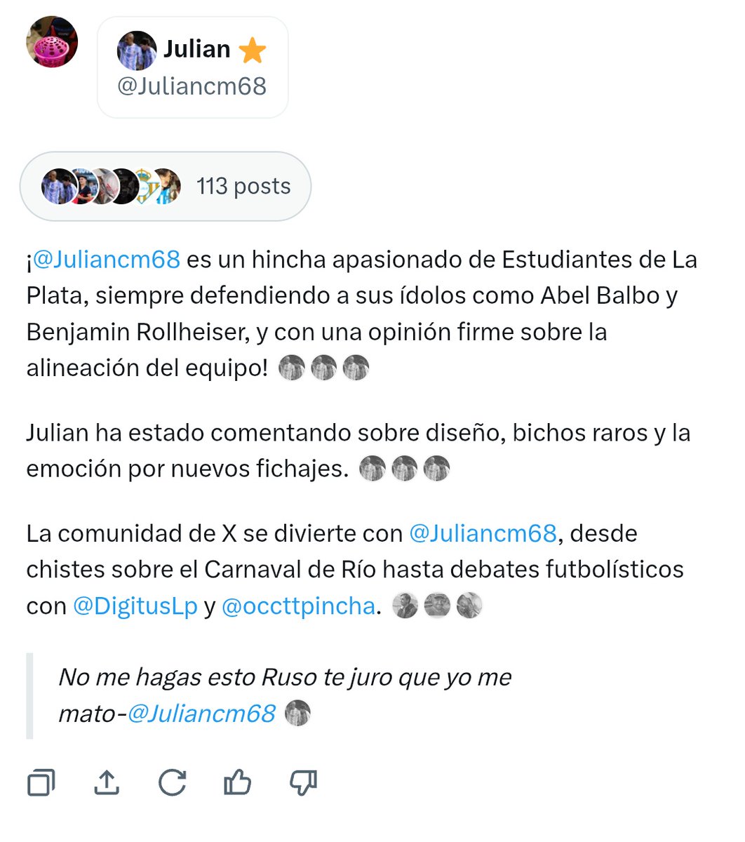 SoldadodeJcm26's tweet photo. "No me hagas esto ruso te juro que yo me pato"

Las palabras del NO streamer Julian Cm, por el cual se encuentra imputado bajo el cargo de manipulación y extorsion.

La relación toxica que tiene con el jugador no da para mas.

Recordemos que JCM sera la nueva mascota del grupo FG https://t.co/dvquFo6MdB