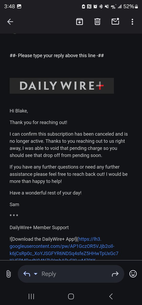 ThatBotDude's tweet image. I blocked charges from the Daily Wire purposely after them fumbling @imbrettcooper and made sure to let them know why 🤣 They get no money from me again.