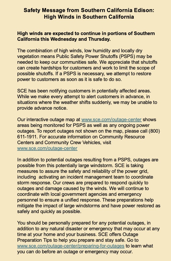 CVEPartnership's tweet image. Find important information from Southern California Edison at sce.com/outage-center .
#santaanawinds #psps