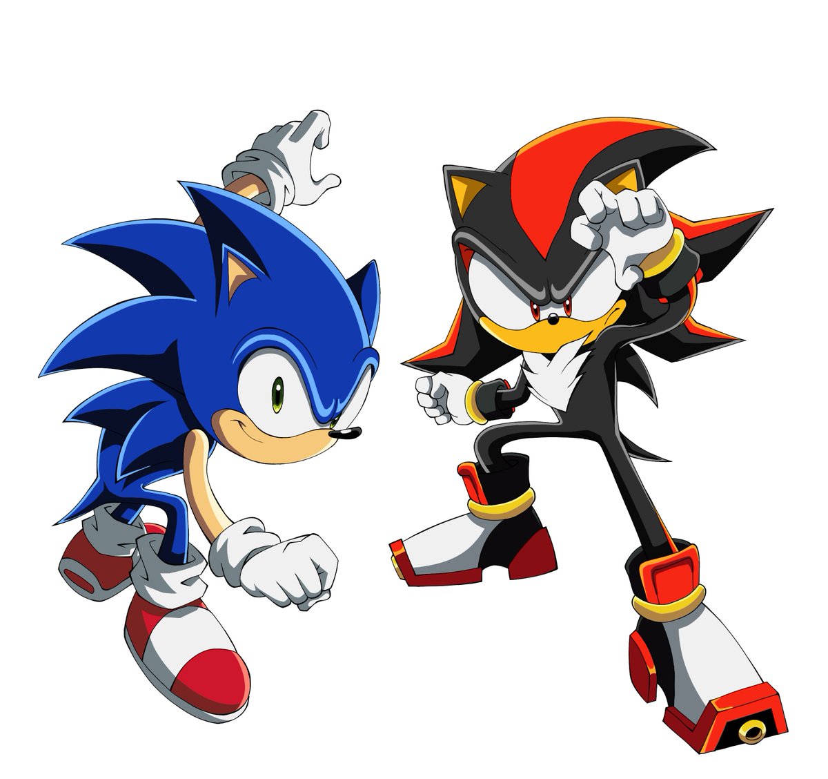 Iconic sonic and shadow pose