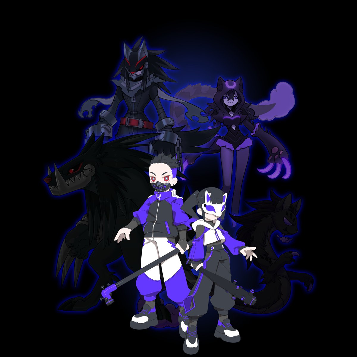 battlefrontier_'s tweet photo. 💫💥#battlefrontier #indiegame #fakemon #チェリ藻 #monstercapture #anime #character #gamedev 💣"Who are we? We're the BlackBurst Crew!
Crashin' your party, breakin' all the rules!
Number one clan, we're takin' the crown,
Burstin' your world— you better bow down!" 🔥 https://t.co/KKkXQyq14e