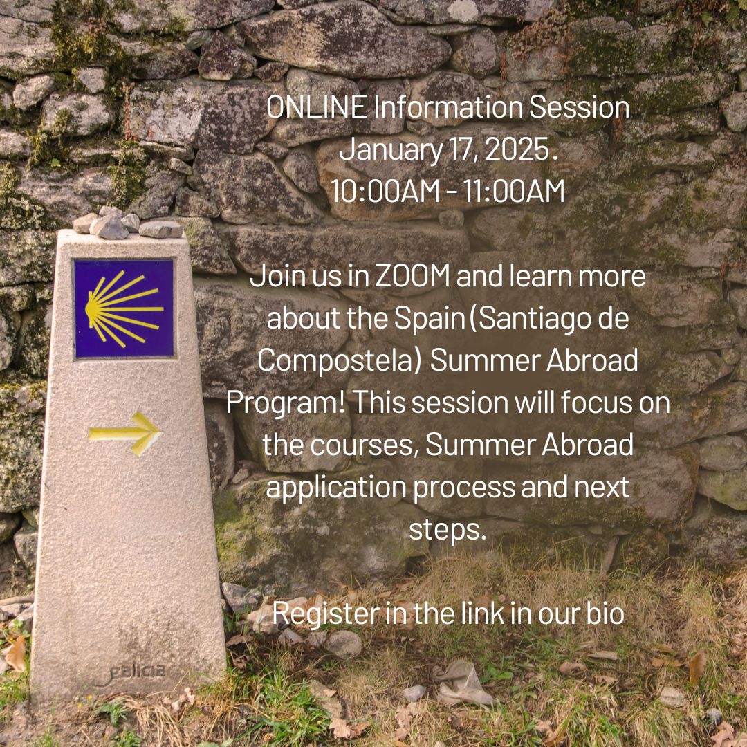 We are excited to share the news: UofT learns Spanish in Santiago de Compostela! 🇪🇸🚶🎒 

Join us for an information session with @uoftabroad!
🗓️  Friday, January 17, 2025
⏰  10:00 AM (EST)
📍  Online, via Zoom. Register here us06web.zoom.us/webinar/regist… or use the link in our bio.