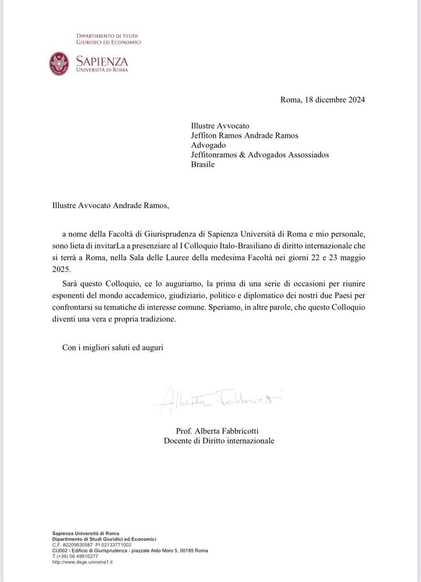 Jeffiton's tweet photo. Sono molto onorato dell'invito del Prof. Alberta Fabbricotti. Sarà un grande piacere parlare in questa importante Università. https://t.co/U2rqtoF4Pp