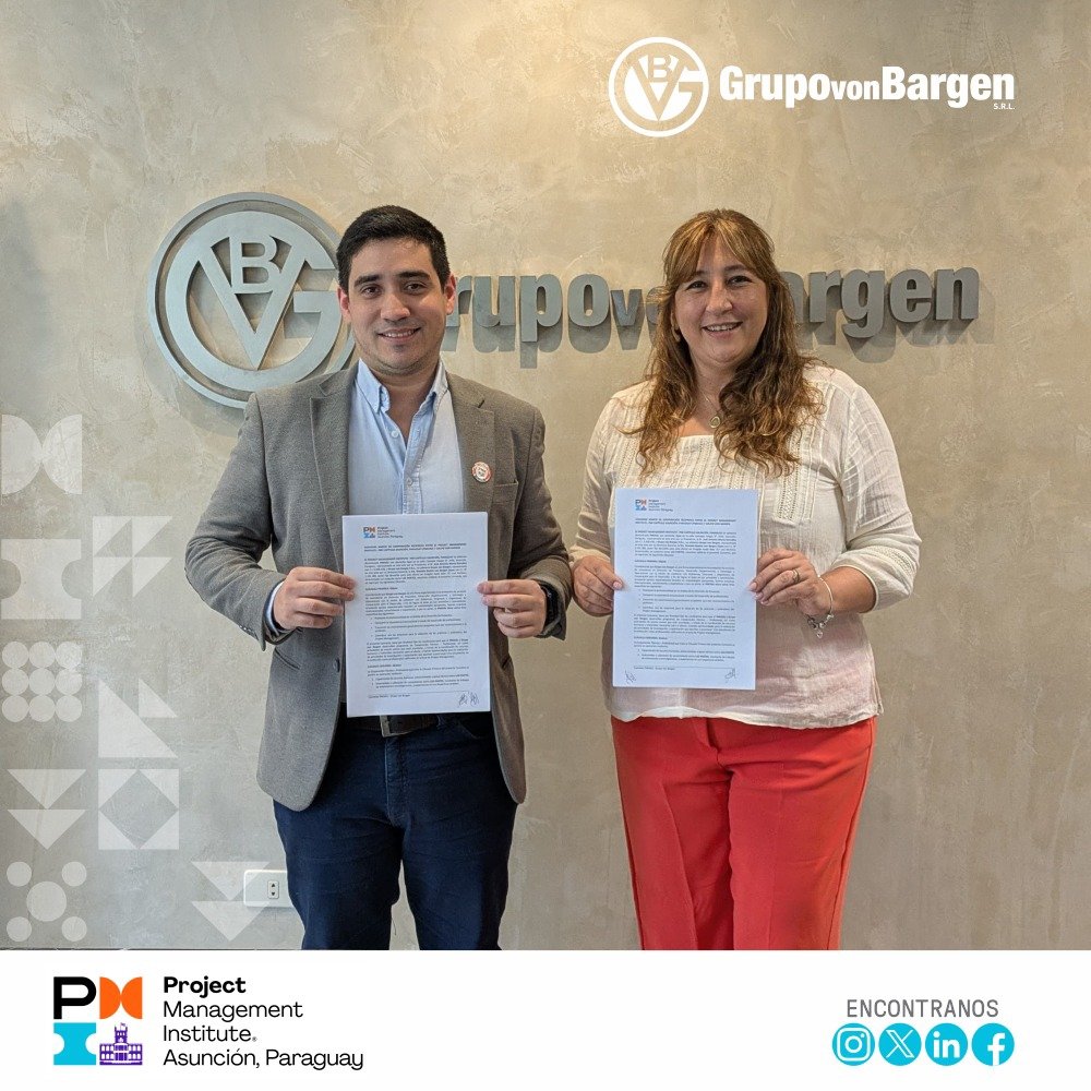 PMI_Asuncion_PY's tweet photo. ¡Iniciamos el año de la mejor manera!

Nos complace anunciar la firma del Convenio Marco de Cooperación entre el Grupo von Bargen y el PMI Capítulo Asunción, para trabajar de manera conjunta generando nuevas oportunidades y sinergias en el área de Dirección de Proyectos 🤝 🚀🇵🇾 https://t.co/9k6DucTD94