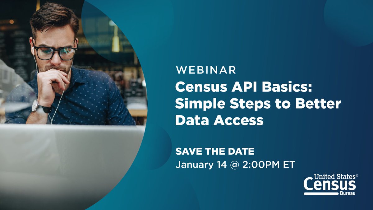 📅 #SaveTheDate!

Join our January 14 #webinar to learn how to harness the power of our API. Learn how simple URL tweaks can unlock vast datasets and transfer #CensusData into spreadsheets for easy analysis.

Learn more: census.gov/data/academy/w…

#ExploreCensusData