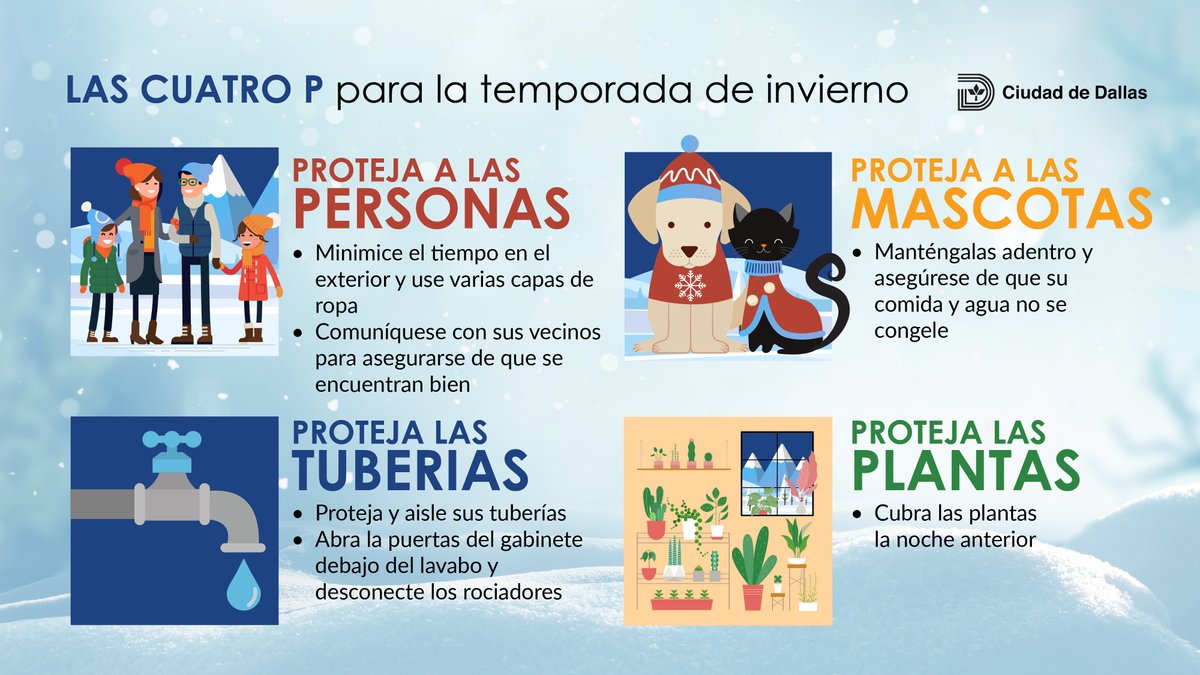 🌨️🌨️¡El clima frío se acerca! Asegure que su hogar esté listo:
🔹 Aísle tuberías
🔹 Selle ventanas y puertas
🔹 Tenga artículos esenciales a la mano
Prepárese para protegerse a usted y su familia. Vea más información aquí: