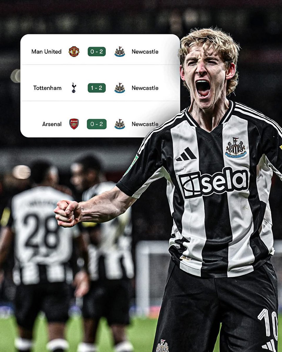 No team had ever scored 2 goals against Man United, Arsenal and Tottenham away during the same season! 

Newcastle did it in 8 days! #NUFC