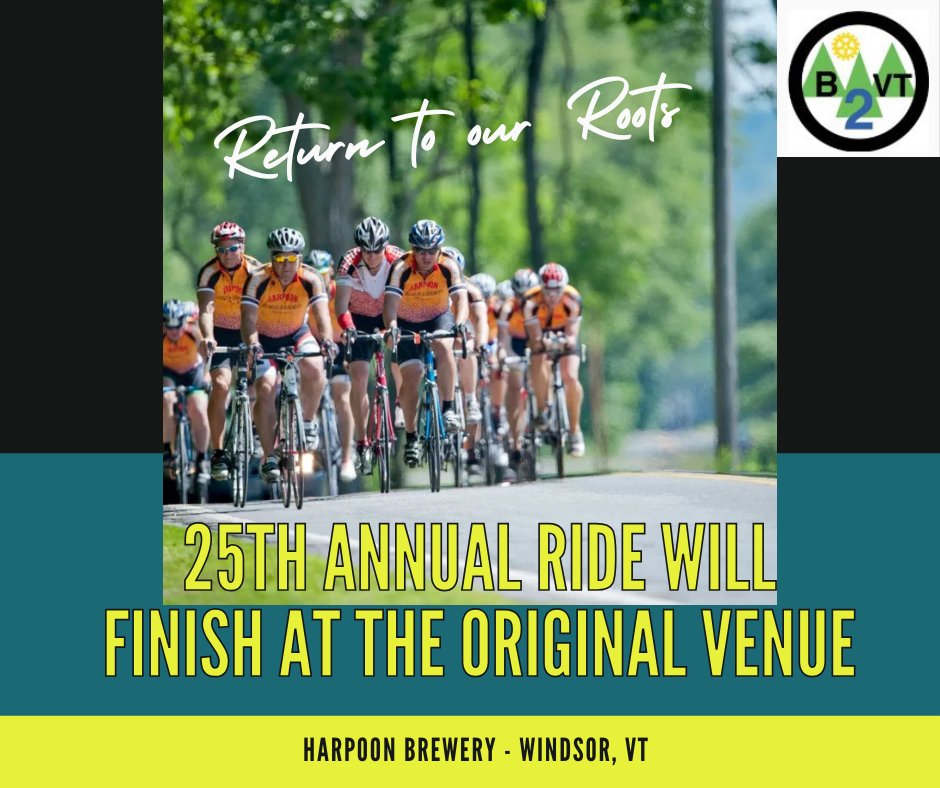 In celebration of the 25th year of the B2VT Ride we are thrilled to announce that Harpoon, who shares our excitement for this milestone, will host the finish at the Brewery in Windsor, VT, the iconic location that hosted our very first finish in 2000 and for many years afterward.