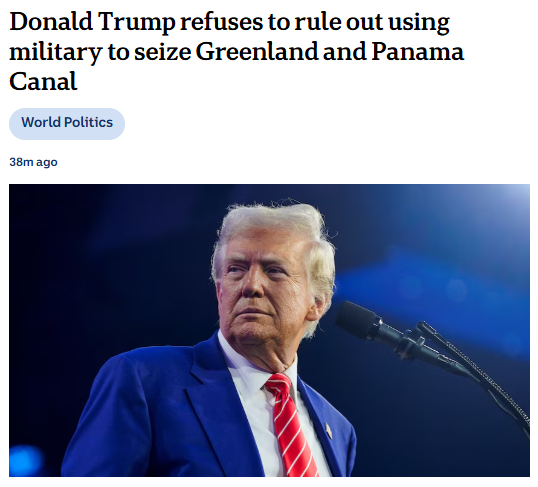 DavidShoebridge's tweet photo. Can someone please explain why all those commentators and politicians who keep talking about AUKUS being needed to uphold the “rules-based international order” are silent about Trump’s threats to invade Greenland and Panama? https://t.co/PMcXbHZYhq