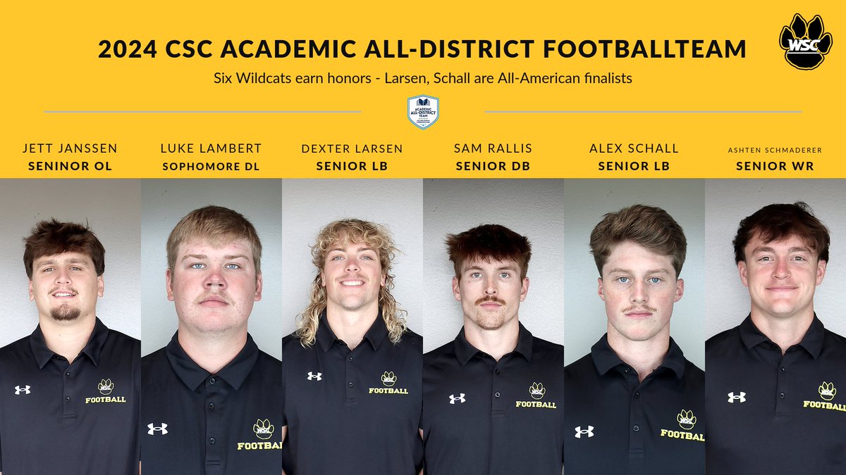 Wayne State Wildcats (@wscwildcats) on Twitter photo Six <a href="/WayneStFootball/">Wayne State Football</a> players named to College Sports Communicators Academic All-District Football Team. #PlayforthePaw
wscwildcats.com/news/2025/1/7/… Six <a href="/WayneStFootball/">Wayne State Football</a> players named to College Sports Communicators Academic All-District Football Team. #PlayforthePaw
wscwildcats.com/news/2025/1/7/…