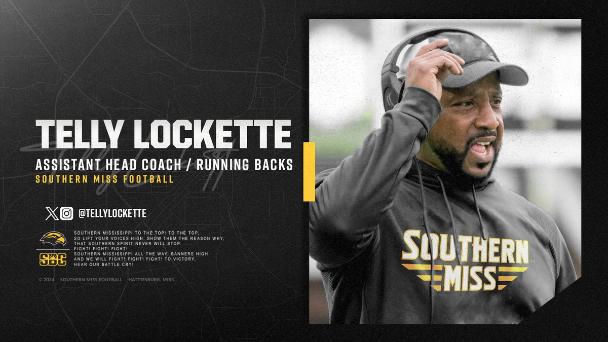 Southern Miss Football (@southernmissfb) on Twitter photo A new Golden Eagle has landed to lead the running backs π«‘
Welcome to Hattiesburg, <a href="/TellyLockette/">Telly Lockette</a>
#ANewEra | #SMTTT A new Golden Eagle has landed to lead the running backs π«‘
Welcome to Hattiesburg, <a href="/TellyLockette/">Telly Lockette</a>
#ANewEra | #SMTTT