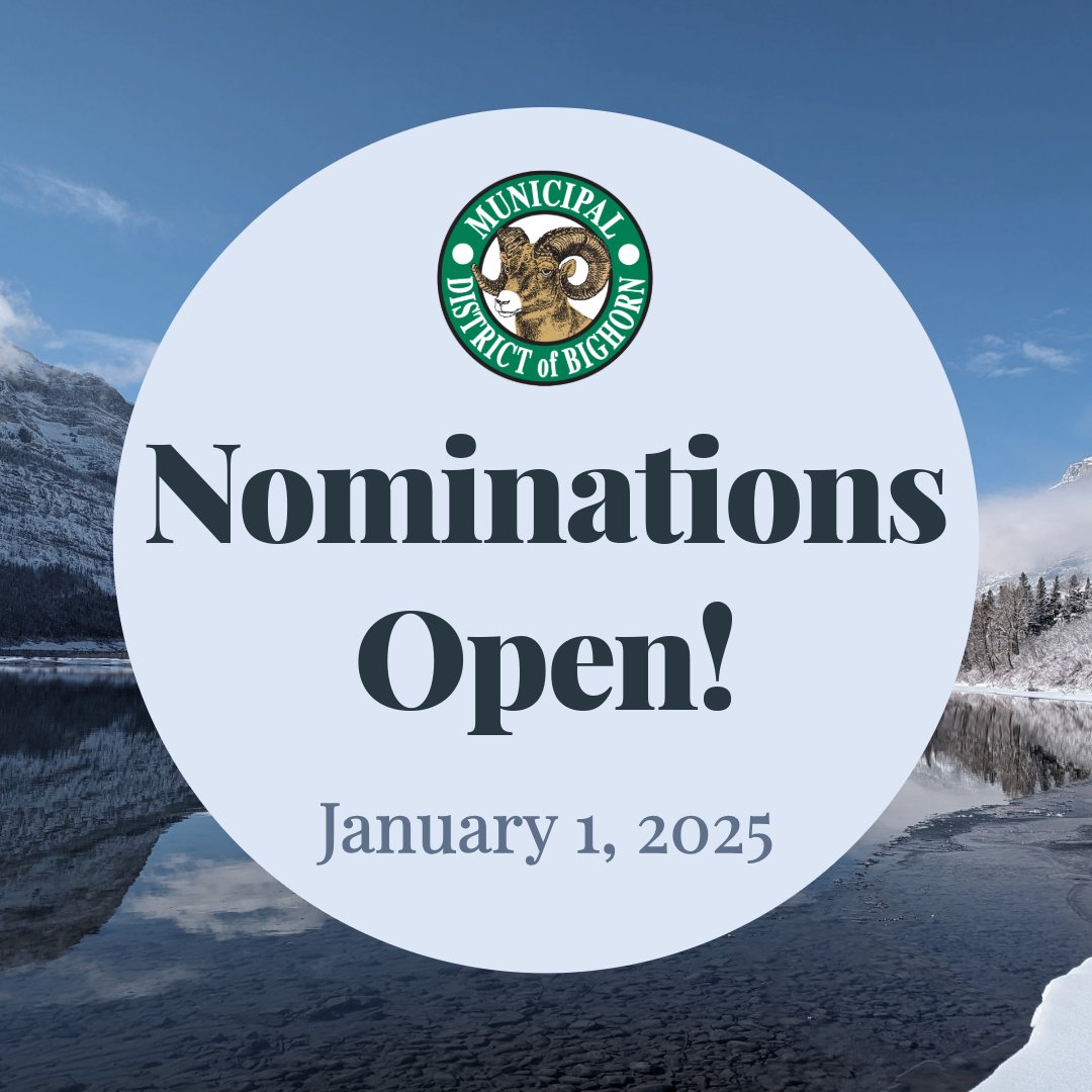 The Municipal Election is set for October 20, 2025, and as of January 1, nominations are officially open! This is your chance to shape local policies and make a lasting impact by running for Council.

For more information, please follow this link: mdbighorn.ca/540/Elections