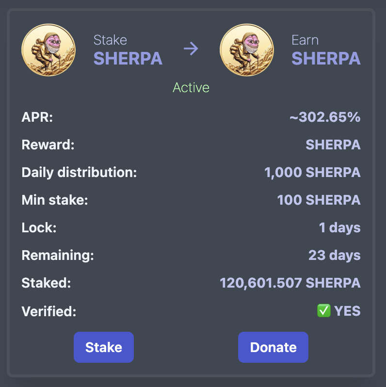BZEdgeCoin's tweet photo. 120k $SHERPA are staked on the #BeeZee blockchain ๐
You can grab your share of the rewards or simply donate $SHERPA to extend the staking rewards program ๐ช๐ช
Either way, you're supporting #SHERPA โand yourself!
Make sure you follow @Sherpaoncosmos ๐ https://t.co/s8V4x4Va9q