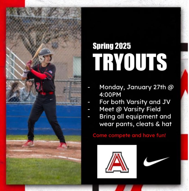 _Titan_Baseball's tweet photo. TRYOUTS!🚨
Monday the 27th-31st
(4:00-6:00PM). Wear baseball pants, cleats, belt, and hat.
Please bring appropriate gear as well (glove, bat, etc.)! See you there!! https://t.co/uPskeC8Set