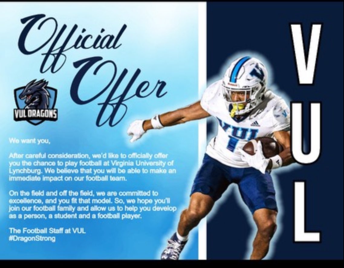 #AGTG After a great conversation with <a href="/Dfarley_7/">Danny Farley</a> , I’m blessed to receive an offer from <a href="/FootballVul/">VUL Football</a> 
<a href="/RecruitFayNC/">Recruit Fayetteville</a> <a href="/CoachJonSherman/">Jonathan Sherman</a>