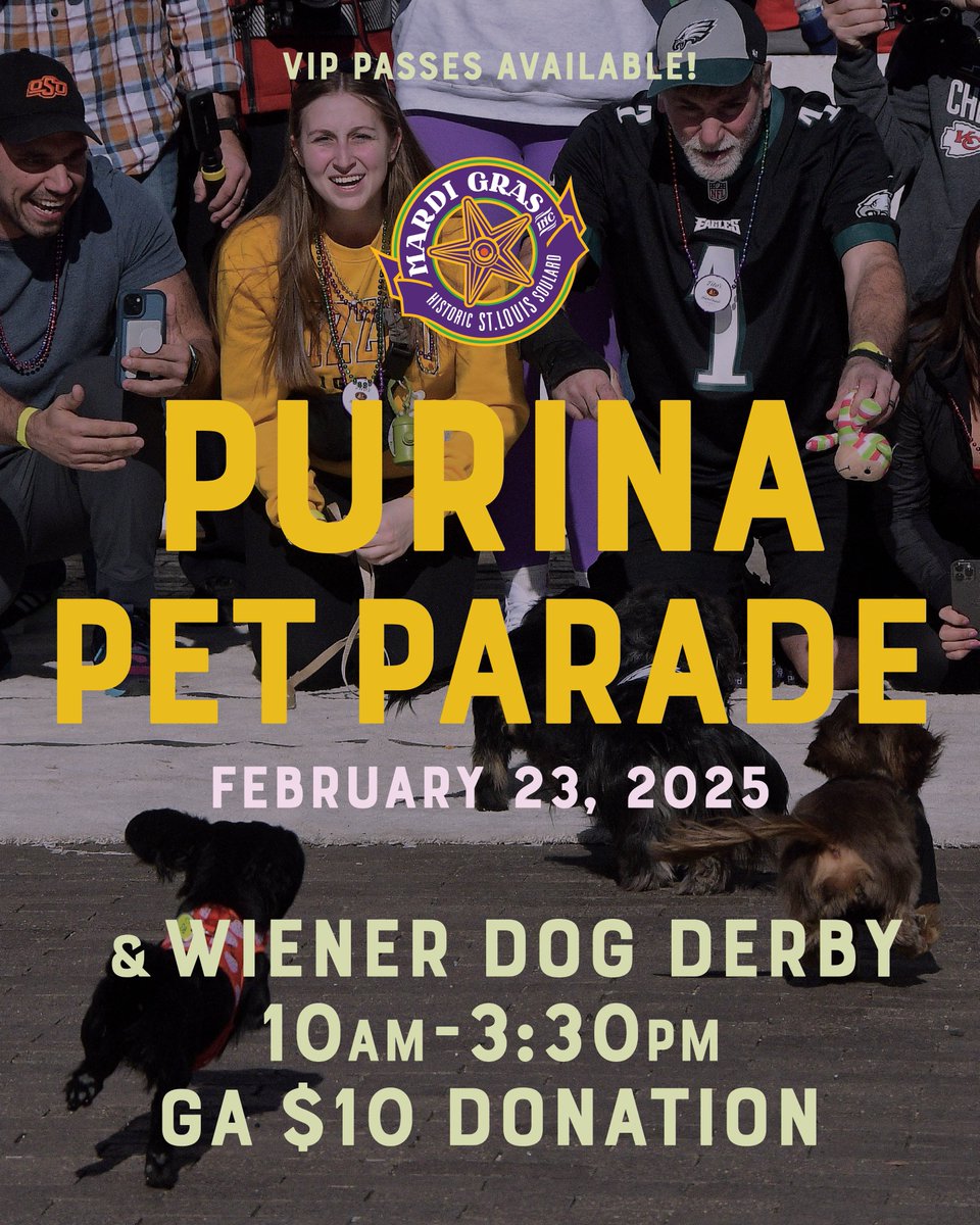 We firmly believe every fur-baby is a VIP (Very Important Pet 🐶) – but at the Purina Pet Parade, YOU can get the VIP treatment, too 💅

Get ✨ front-row views ✨of all the cuteness from the VIP Tent!  Deets &amp; tix @ stlmardigras.org/events/purina-…

#stlouis #stlmardigras #stlevents #stl