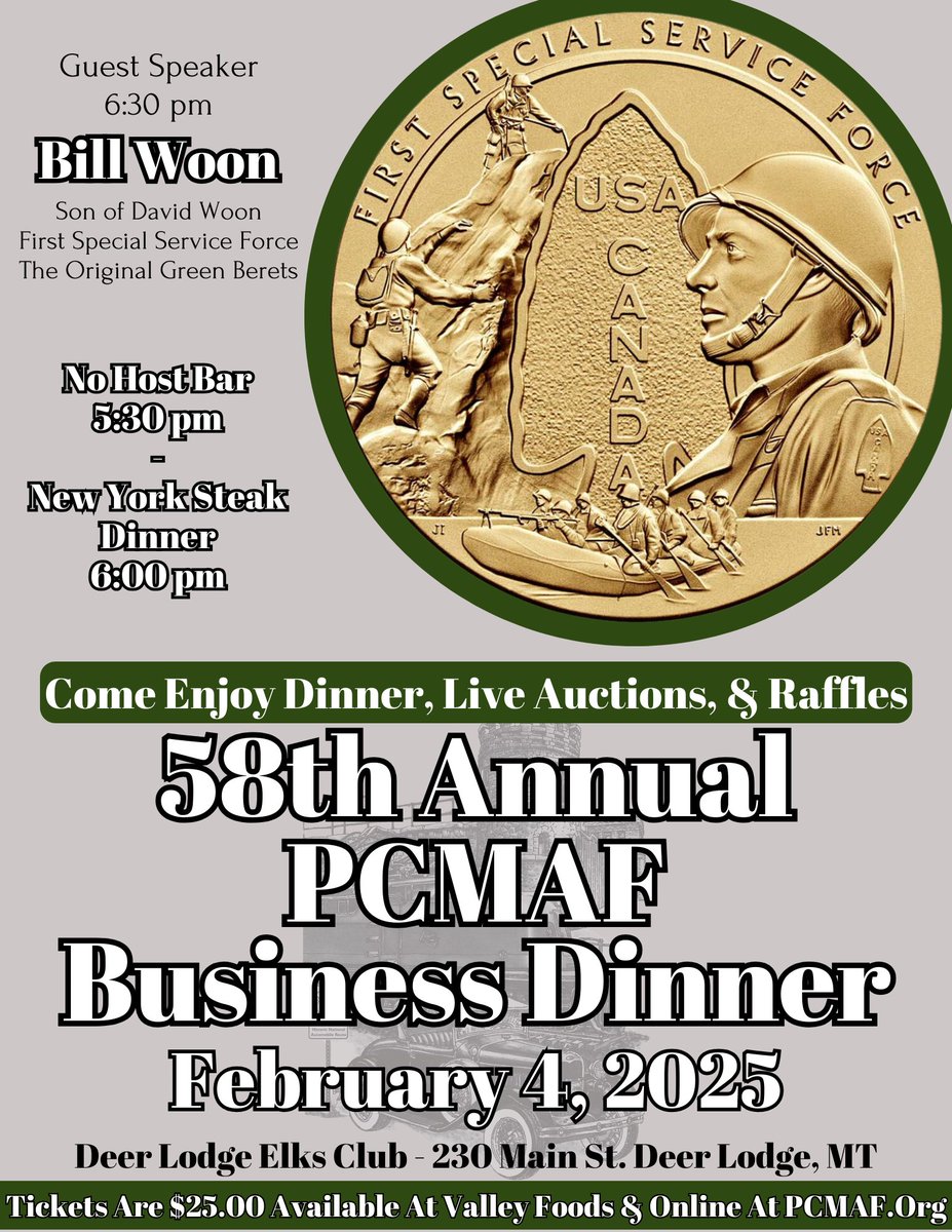 OldMTPrison's tweet photo. Come join us on February 4th at the Deer Lodge Elks for a New York steak dinner, live auctions, door prizes, raffles, and more! 

For more details and tickets, visit https://t.co/inWt2CzUsc https://t.co/MCAesmZVMo