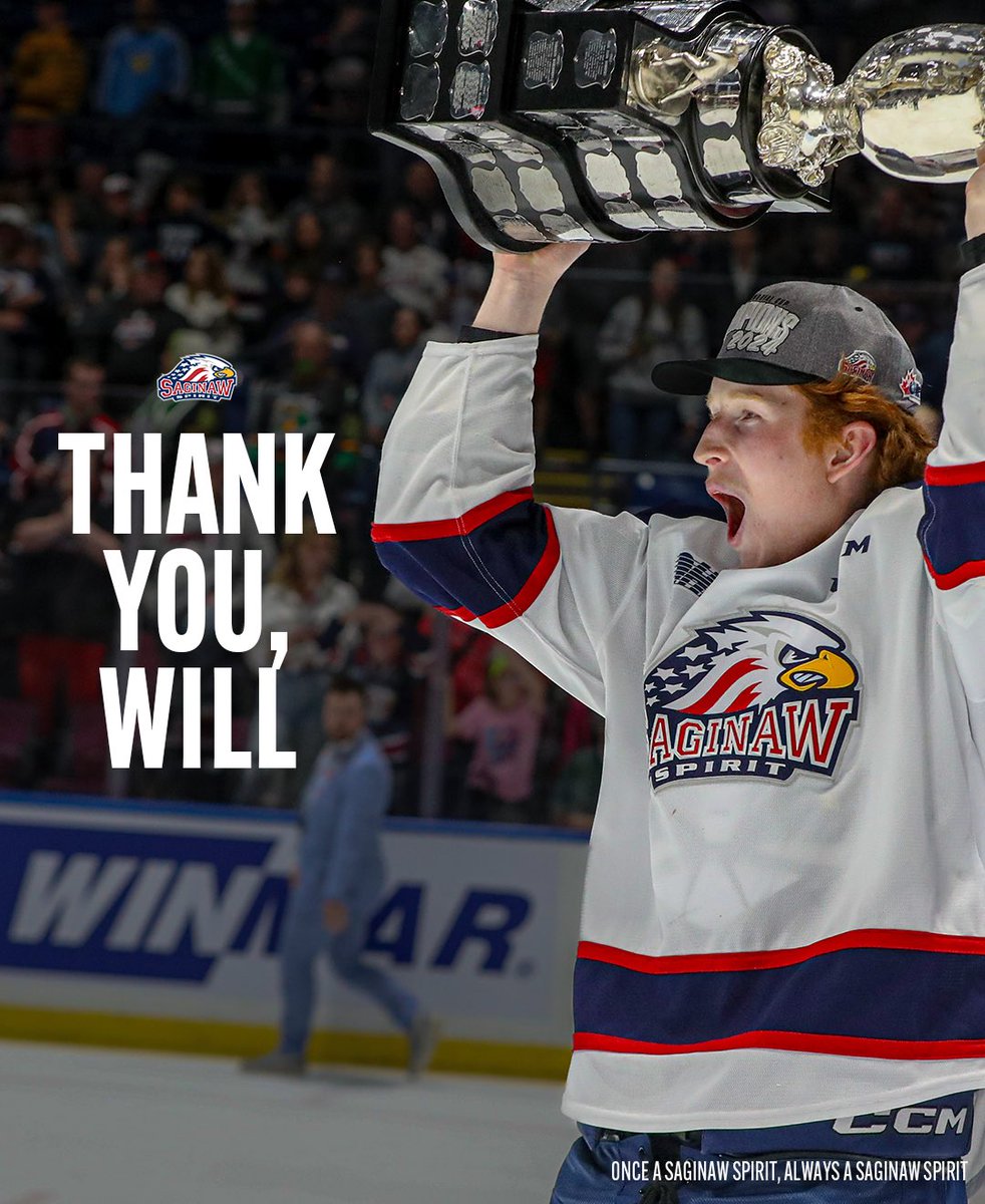 SpiritHockey's tweet photo. Forever etched in Saginaw Spirit history ❤️ 

Thank you for everything, Will. We wish you nothing but success in your next chapter. 

Once a champion, always a champion. https://t.co/O2KFxqBjZv