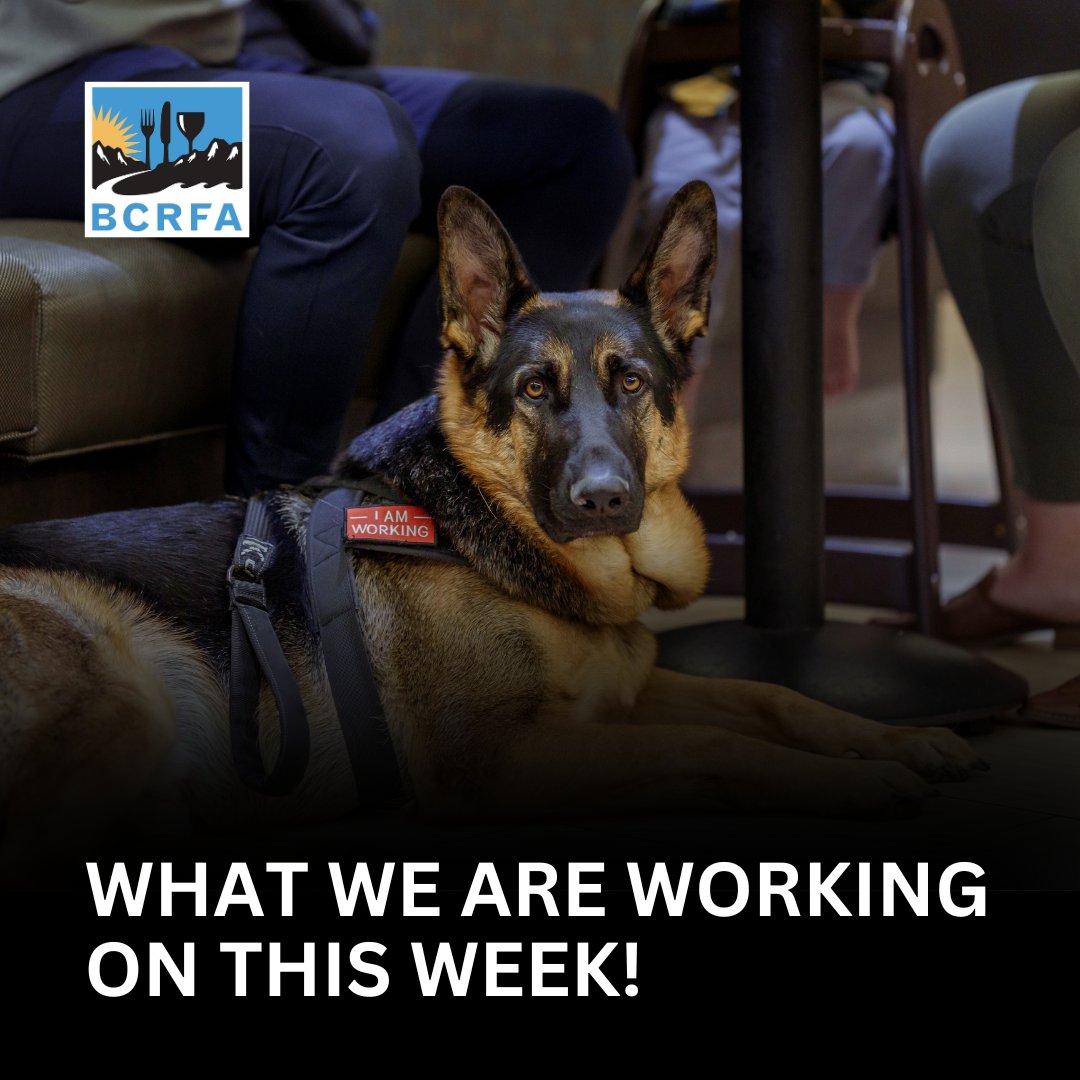1. WorkSafeBC - Meetings continue as we work in the best interests of our members.
2. Service Dogs - Over the next weeks the BCRFA will be working with the representatives of the service dog community and Human Rights to develop written guidelines for restaurants.