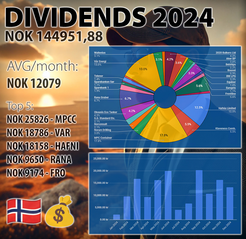 My dividend results for 2024 are in, and I put together some graphics and stats of it.
