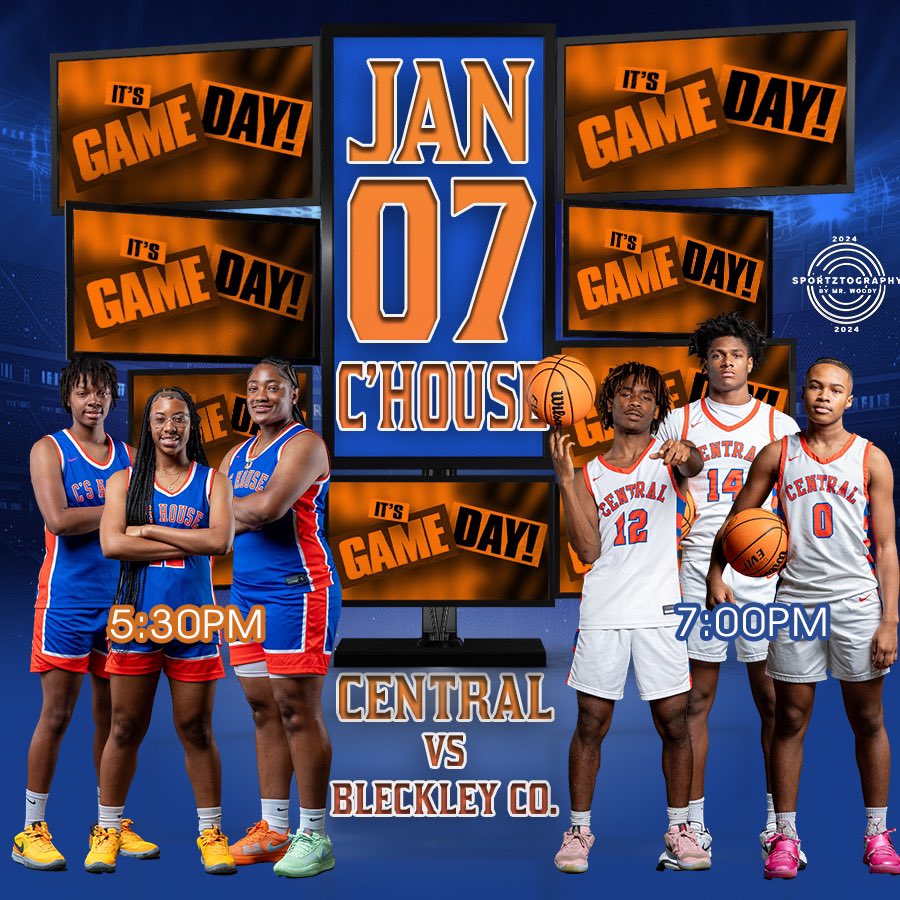 Tuesday Night Basketball:
Central Chargers vs Bleckley County
Girls - 5:30 PM     Boys - 7:00PM