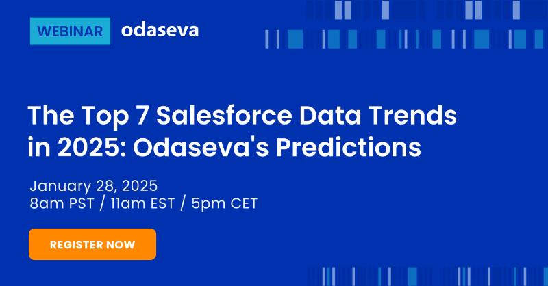 odaseva's tweet photo. WEBINAR: The Top 7 Salesforce Data Trends in 2025

📅 TUESDAY, JANUARY 28
🕗 8 AM PST / 11 AM EST / 5 PM CET

 📈 Join us for an exclusive webinar featuring Odaseva CEO @ Sovan Bin, and Odaseva CISO @ Arnaud Treps, as they share predictions about Salesforce Trends in 2025!