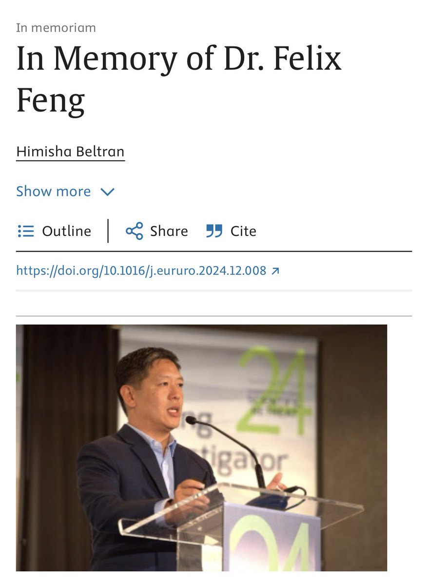 Toni Choueiri, MD (@drchoueiri) on Twitter photo In Memory of Dr Felix Feng, our beloved friend and a giant in prostate cancer by <a href="/mishabeltran/">Misha Beltran</a> in <a href="/EUplatinum/">European Urology</a>
sciencedirect.com/science/articl…
cc: <a href="/nlinmd/">Nancy Lin, MD</a> <a href="/MaryFengMD/">Mary Feng</a> <a href="/UCSFCancer/">UCSF Helen Diller Family Comprehensive Cancer Ctr</a> <a href="/DrPaulNguyen/">Paul Nguyen</a> <a href="/JoshLangMD/">Josh Lang</a> <a href="/DrKarenKnudsen/">Karen Knudsen, MBA PhD</a> <a href="/PCFnews/">Prostate Cancer Foundation</a> In Memory of Dr Felix Feng, our beloved friend and a giant in prostate cancer by <a href="/mishabeltran/">Misha Beltran</a> in <a href="/EUplatinum/">European Urology</a>
sciencedirect.com/science/articl…
cc: <a href="/nlinmd/">Nancy Lin, MD</a> <a href="/MaryFengMD/">Mary Feng</a> <a href="/UCSFCancer/">UCSF Helen Diller Family Comprehensive Cancer Ctr</a> <a href="/DrPaulNguyen/">Paul Nguyen</a> <a href="/JoshLangMD/">Josh Lang</a> <a href="/DrKarenKnudsen/">Karen Knudsen, MBA PhD</a> <a href="/PCFnews/">Prostate Cancer Foundation</a>