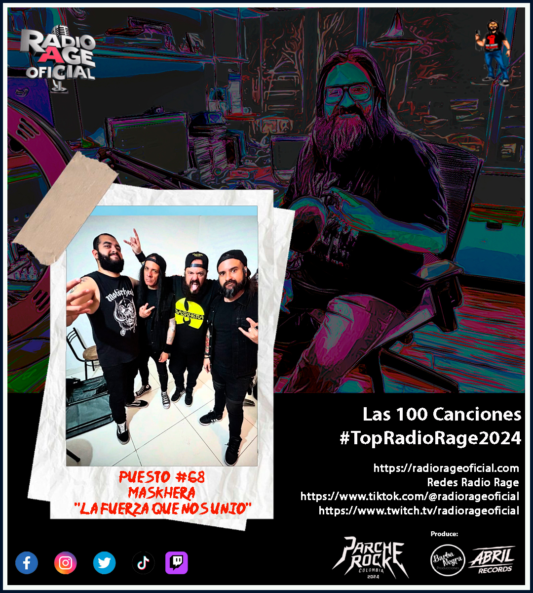 #Top100Radiorage 2024 Puesto #68 "La Fuerza que nos Unio" <a href="/maskhera/">MASKHERA</a> de Venezuela, radicada en en Bogotá, tremendo trabajo constante y sin dejar de vencer sus sueños <a href="/Radiorageofi/">Radiorageoficial</a> #RockVenezolano
#Rockcolombiano <a href="/rockalparquefes/">RockalParqueOFICIAL</a>
2024  radiorageoficial.com