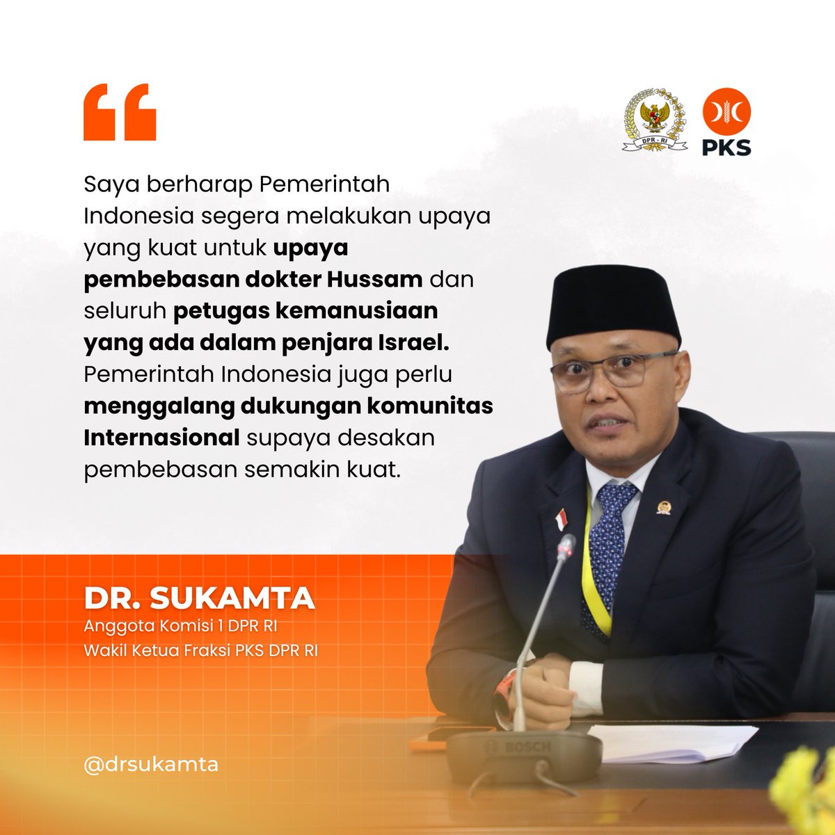 Pemerintah Indonesia diharapkan segera mengambil langkah tegas untuk membebaskan dokter Hussam Abu Safiya dan seluruh pekerja kemanusiaan yang ditahan oleh Israel. Keberadaan mereka sangat penting bagi layanan kesehatan di Gaza.